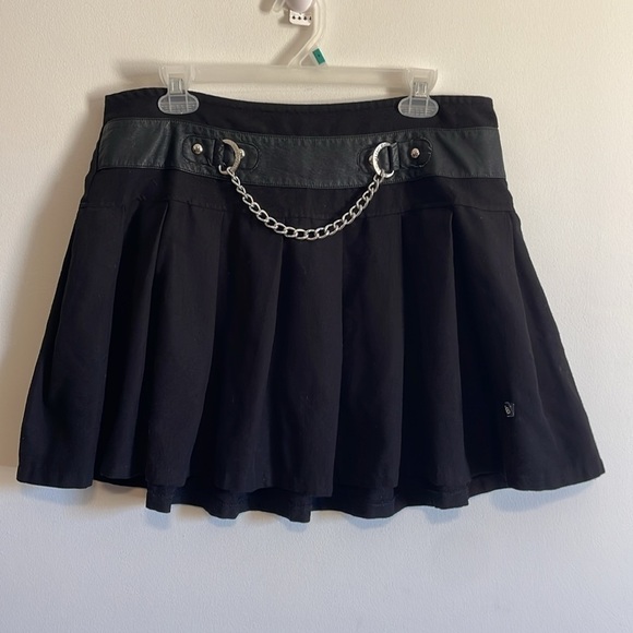 Royal Bones Skirt XL Black Pleated Chain Emo MallGoth Y2K Daang Goodman Y3K - Picture 2 of 12